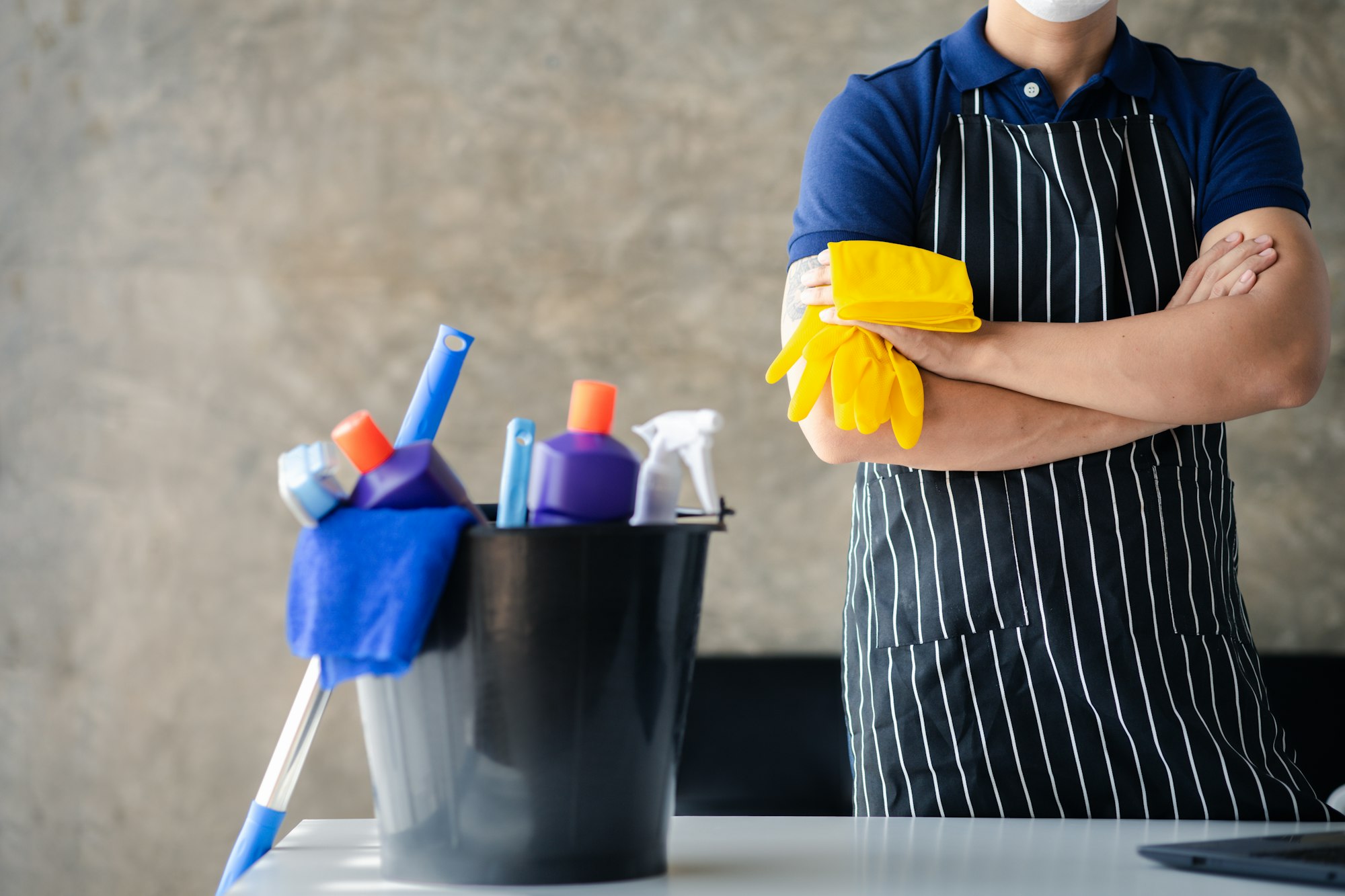 The person cleaning the room, the cleaning staff of the cleaning company.